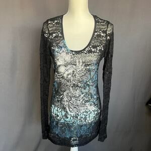 Black and blue lace top